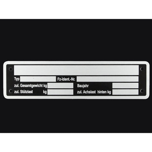 Blank nameplate 148X38mm trailer nameplate