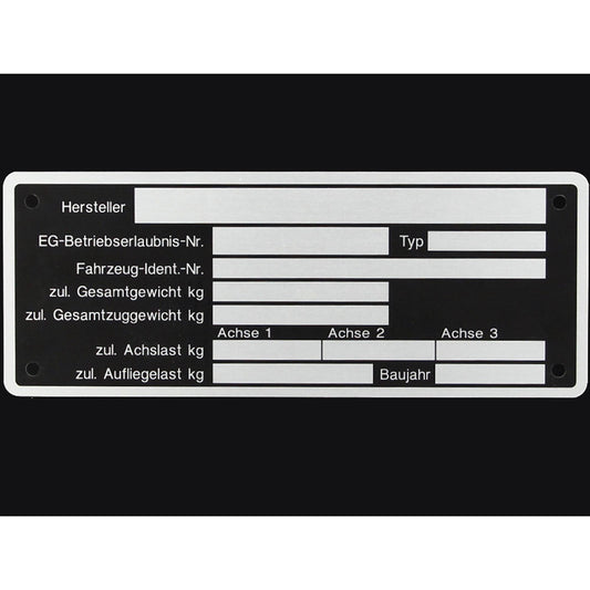 Blank type plate 150x48mm trailer type plate