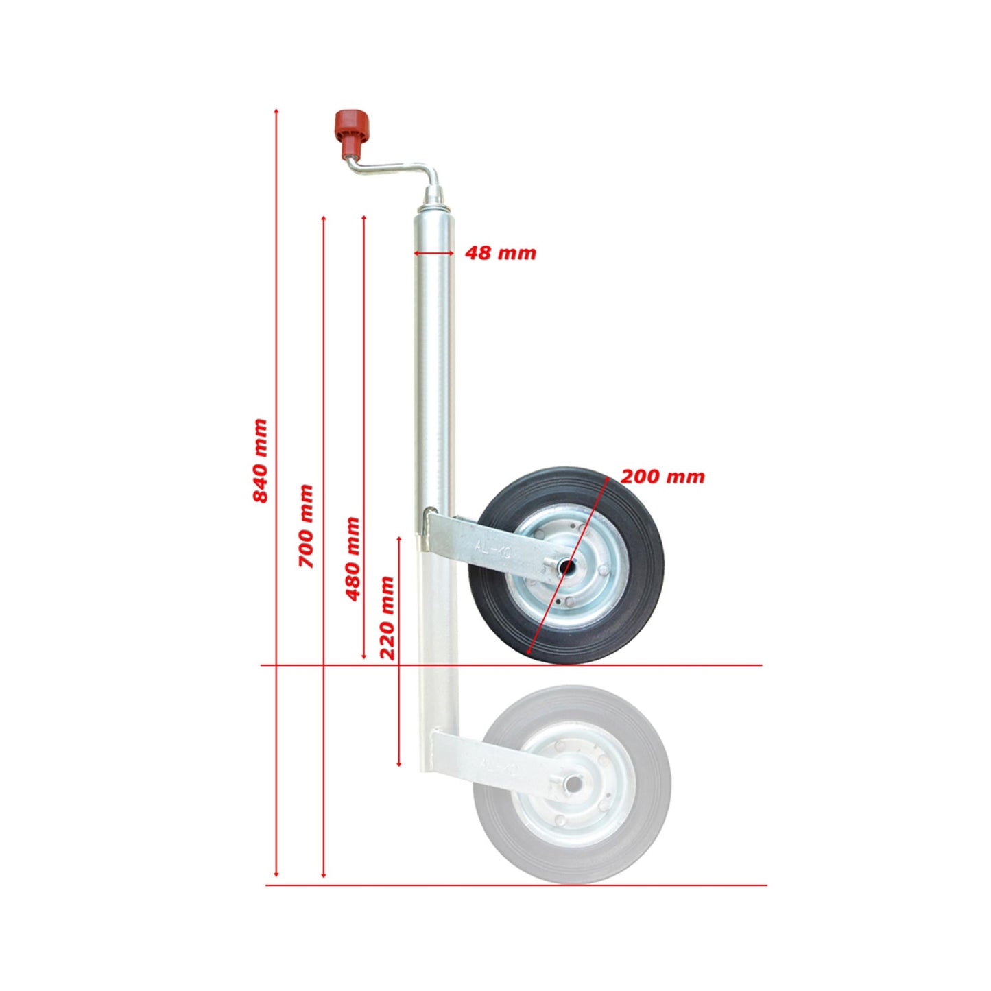 AL-KO trailer support wheel Compact 150kg with brake - 1224351