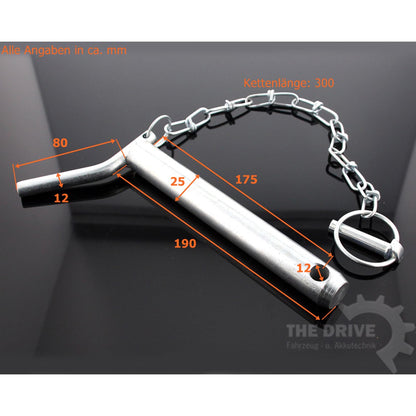 Top link pin with handle and chain Cat.2 Ø25mm L. 190mm