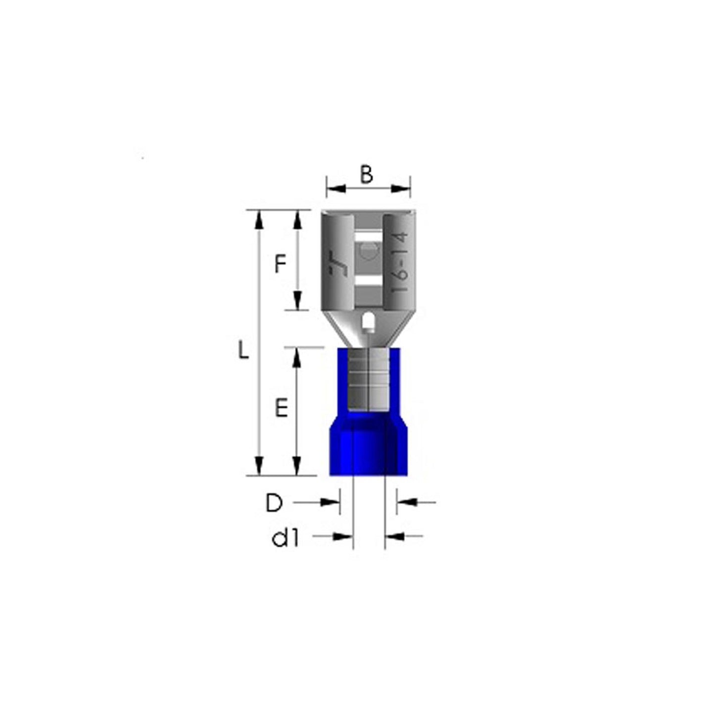 100x Flachsteckhülsen blau 1,5-2,5mm