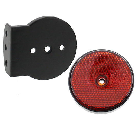 Reflector red Ø60mm + bracket for screwing