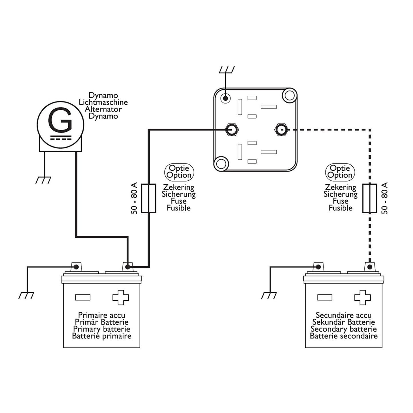 BSR Batterie Trennrelais 12V 140 Ampere + 2 Ringösen 25mm² M6