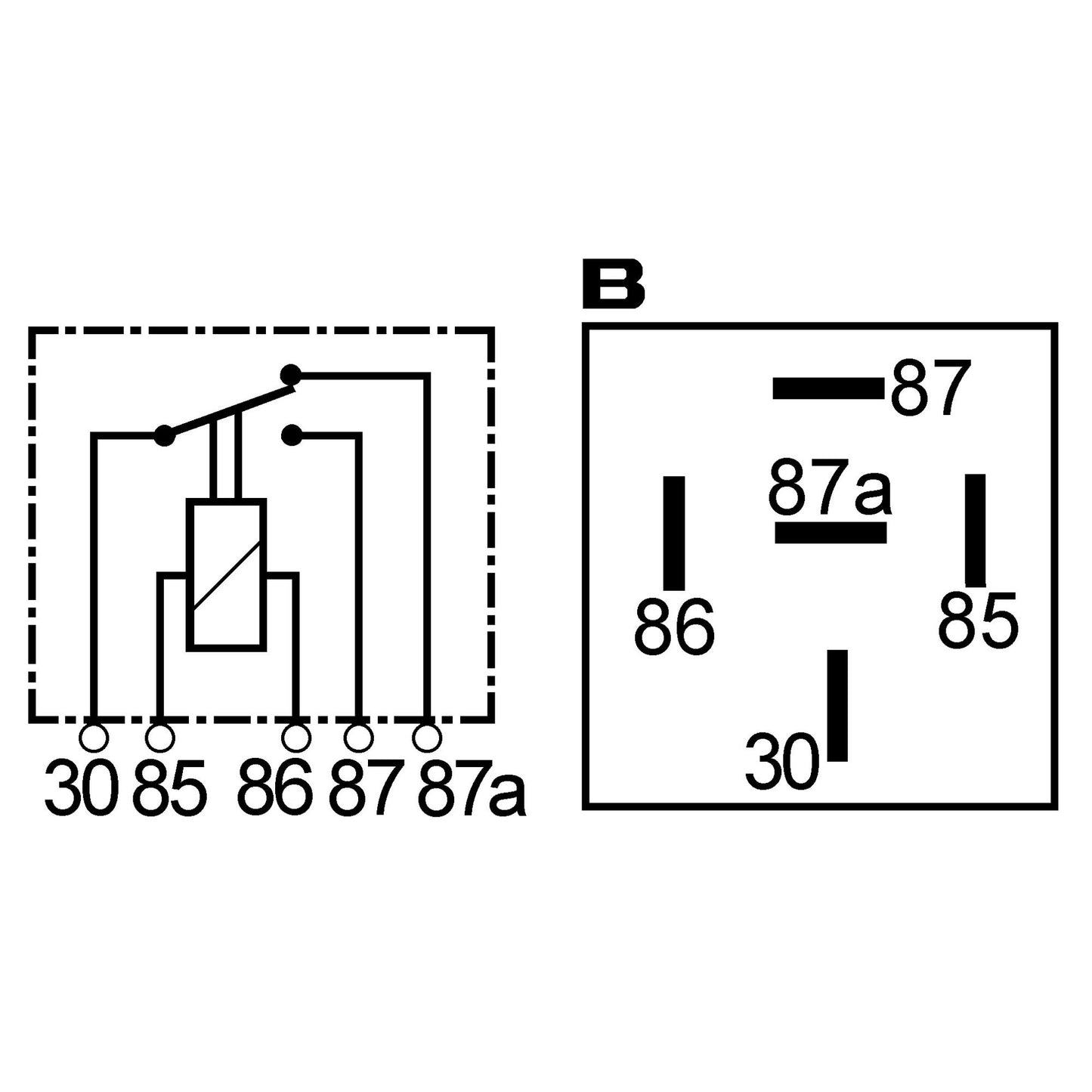 Relais 12V 20/30A  5-polig 30/85/86/87/87a