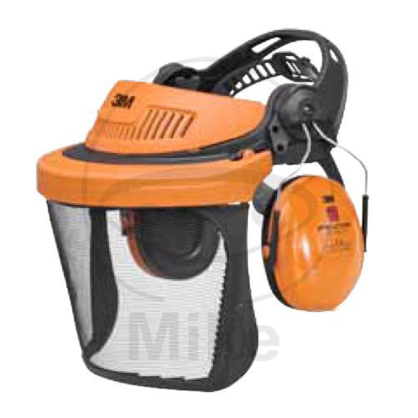 Face and hearing protection G500 orange with mesh visor