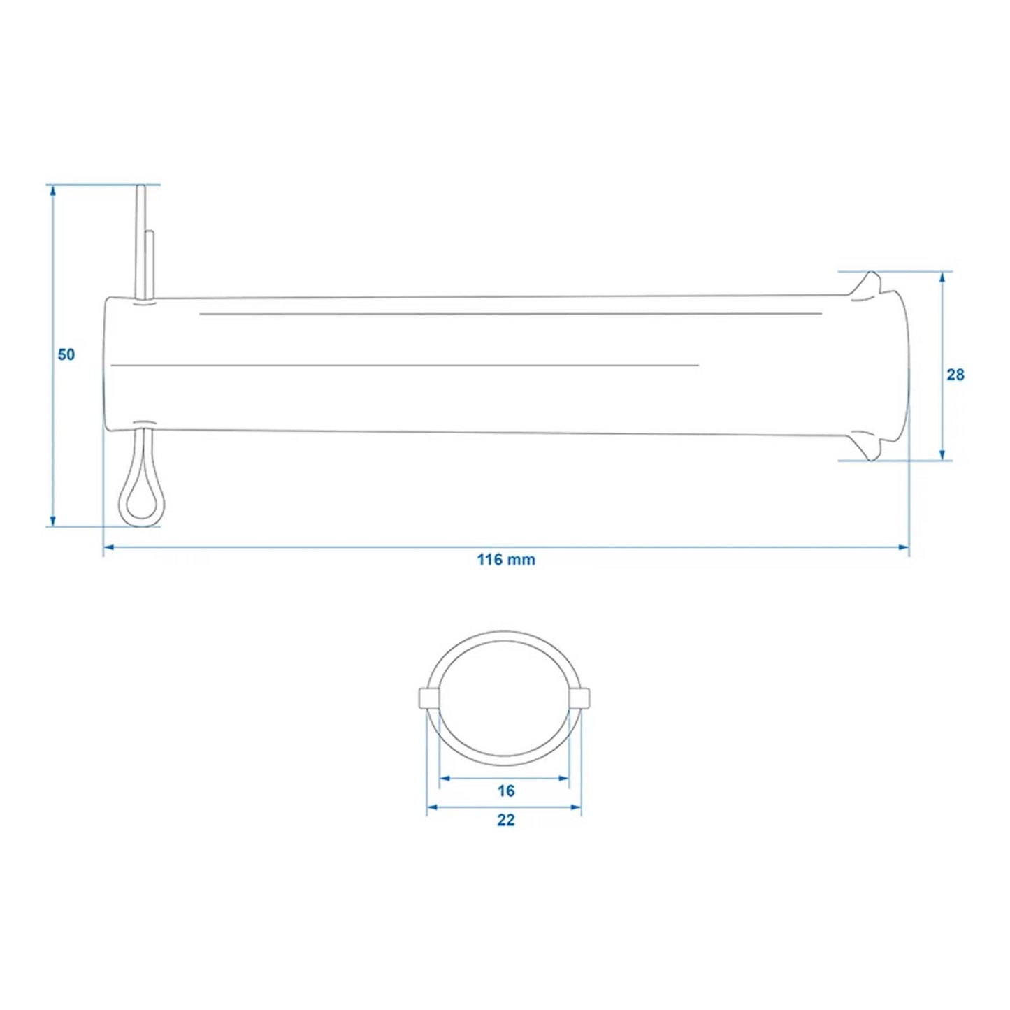 Achse mit Splint für Stützrad 48mm Ø20mm x 115mm