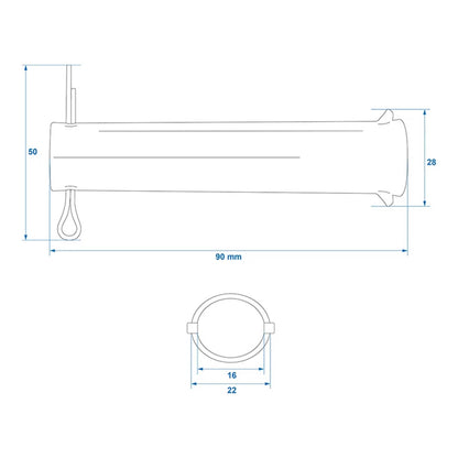 Achse mit Splint für Stützrad 48mm Ø20mm x 85mm