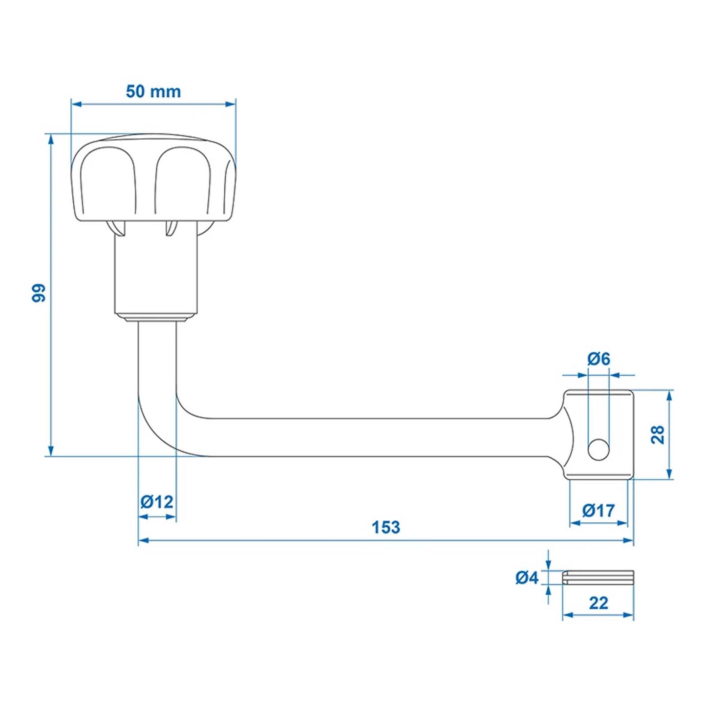 Ersatz-Kurbel für 400/500kg Stützrad 60mm