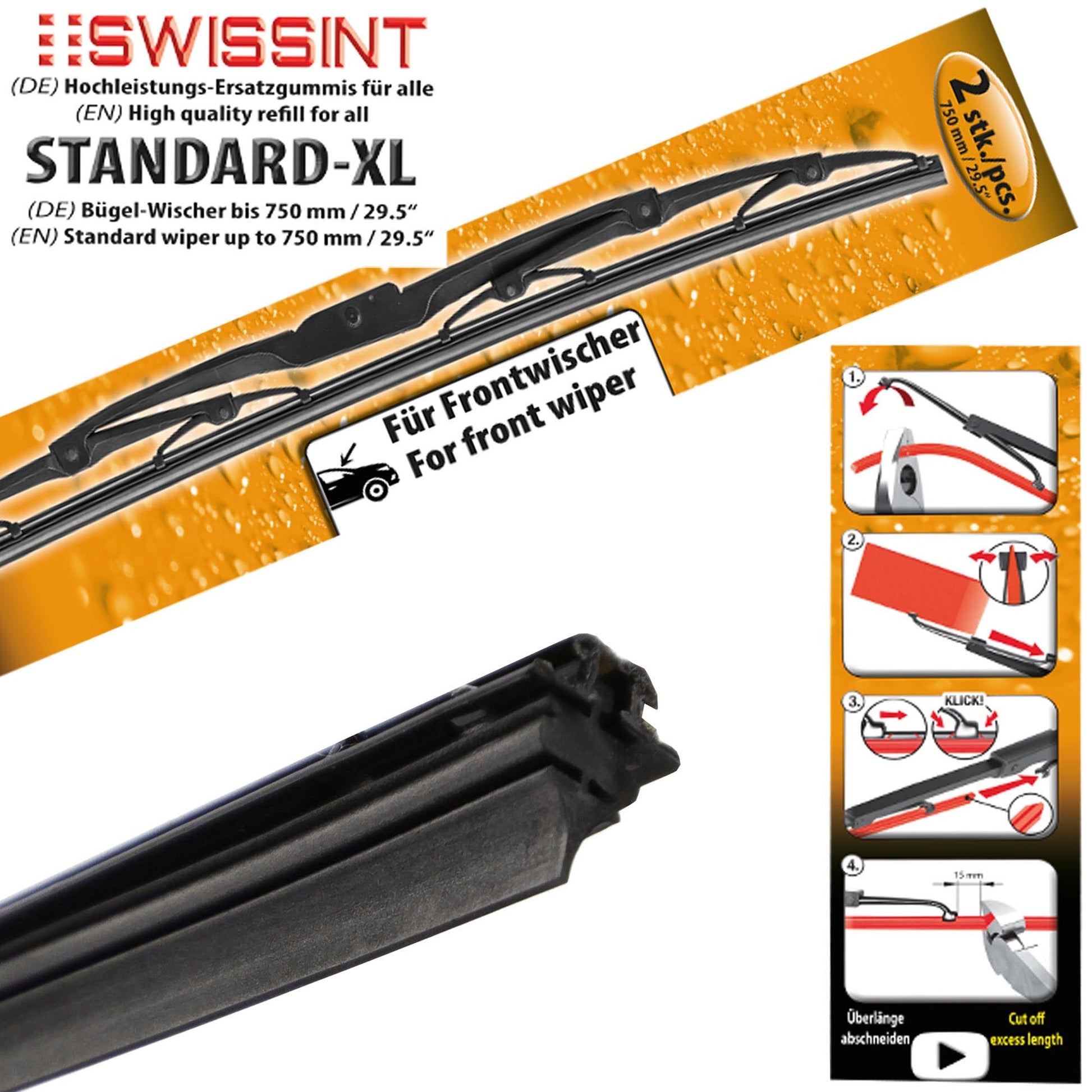 63750 Swissint 2x Ersatzgummi für Standard Wischer XL 750mm - TMN - shop.de