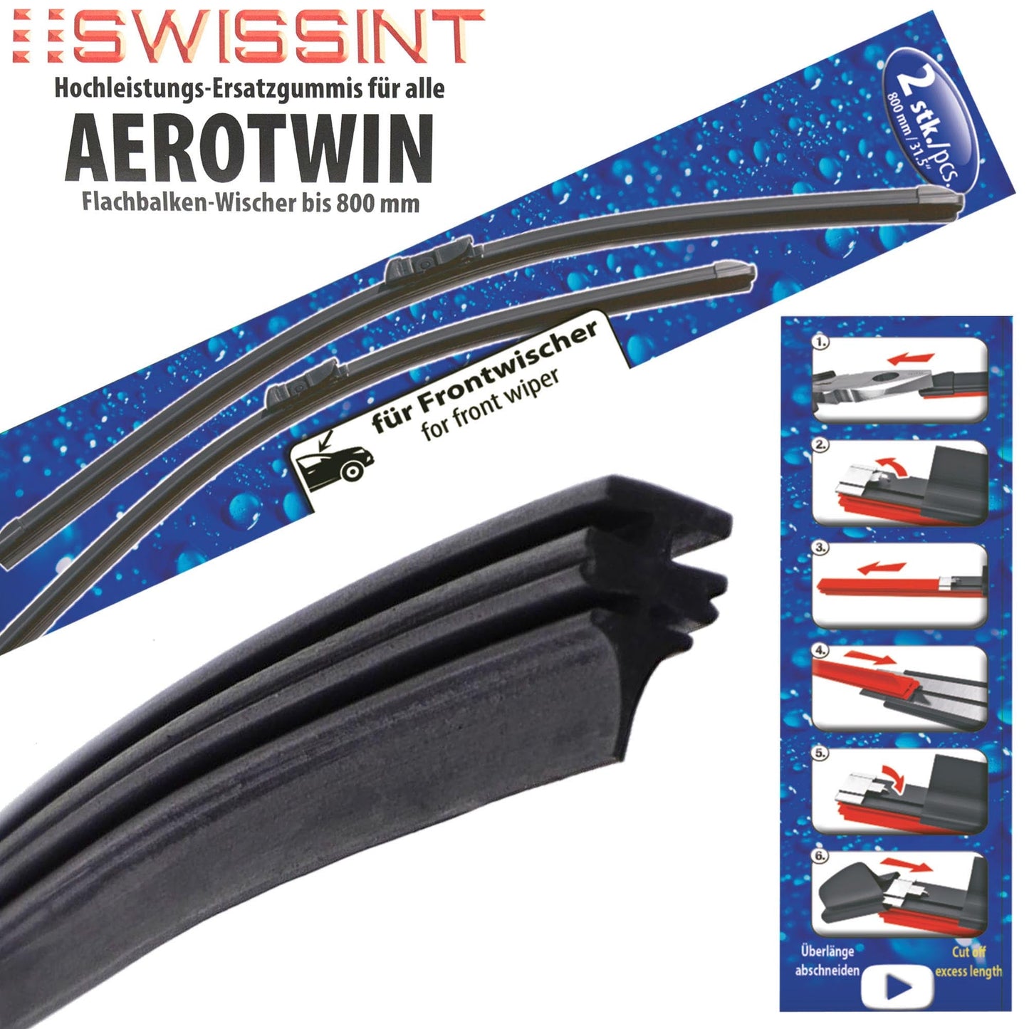 AT800 Swissint 2x Ersatzgummi für Aero Wischer 800mm - TMN - shop.de