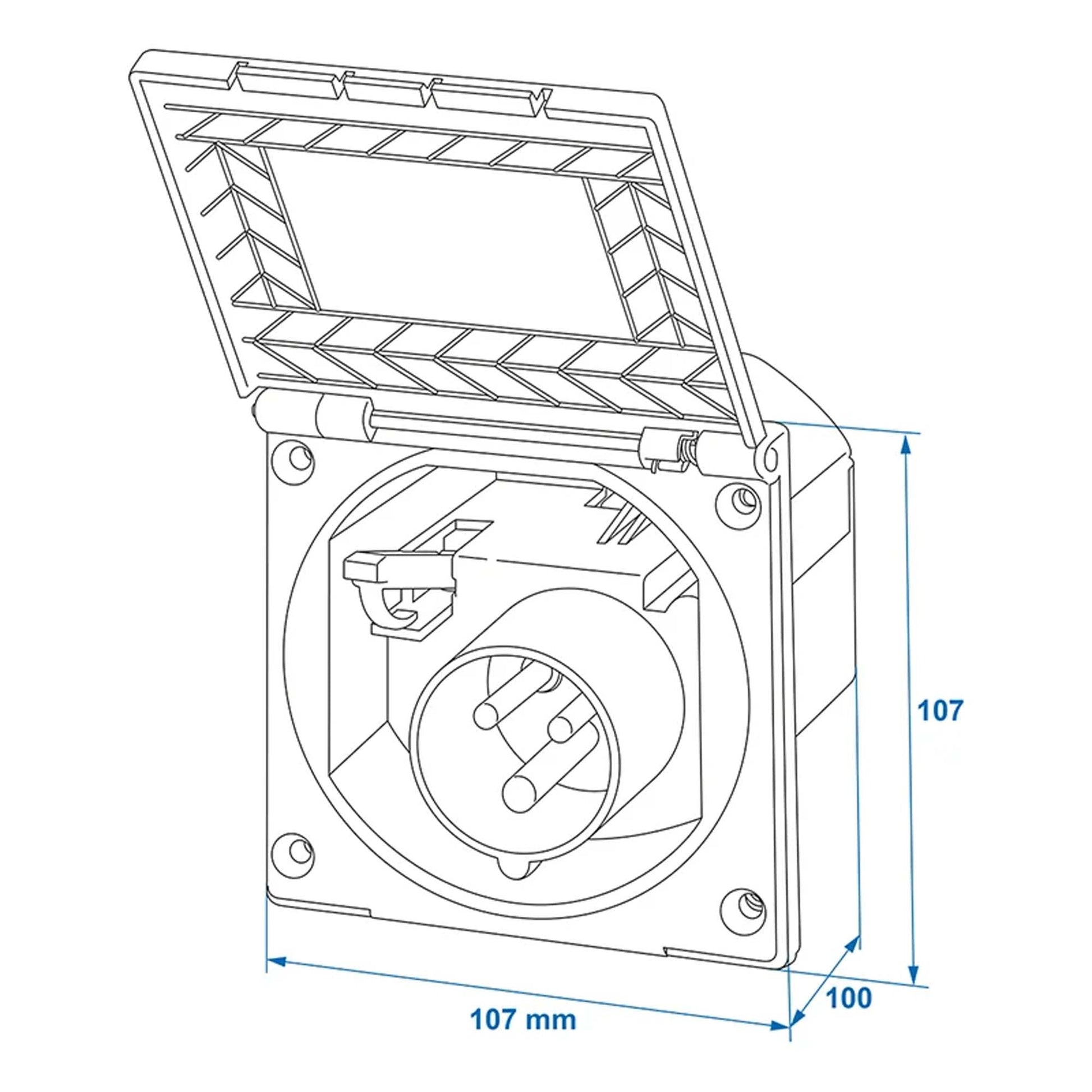 CEE - Einspeisestecker Einbau eckig schwarz - TMN - shop.de