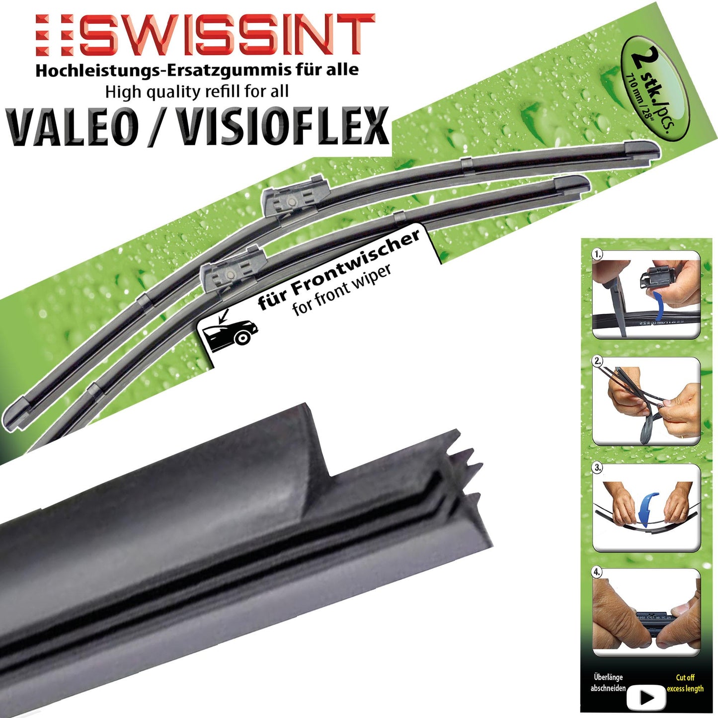 80000 Swissint 2x replacement rubber for Valeo-SWF-Visioflex wiper 800mm