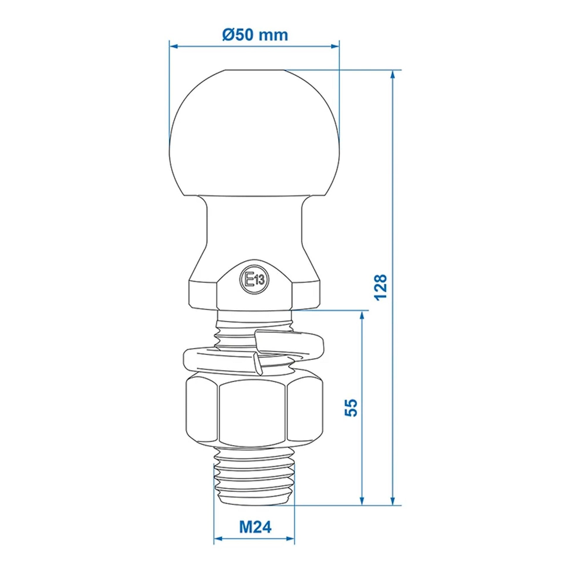 Kugelkopf gerade 2000kg M24x55mm E13 - geprüft - TMN - shop.de