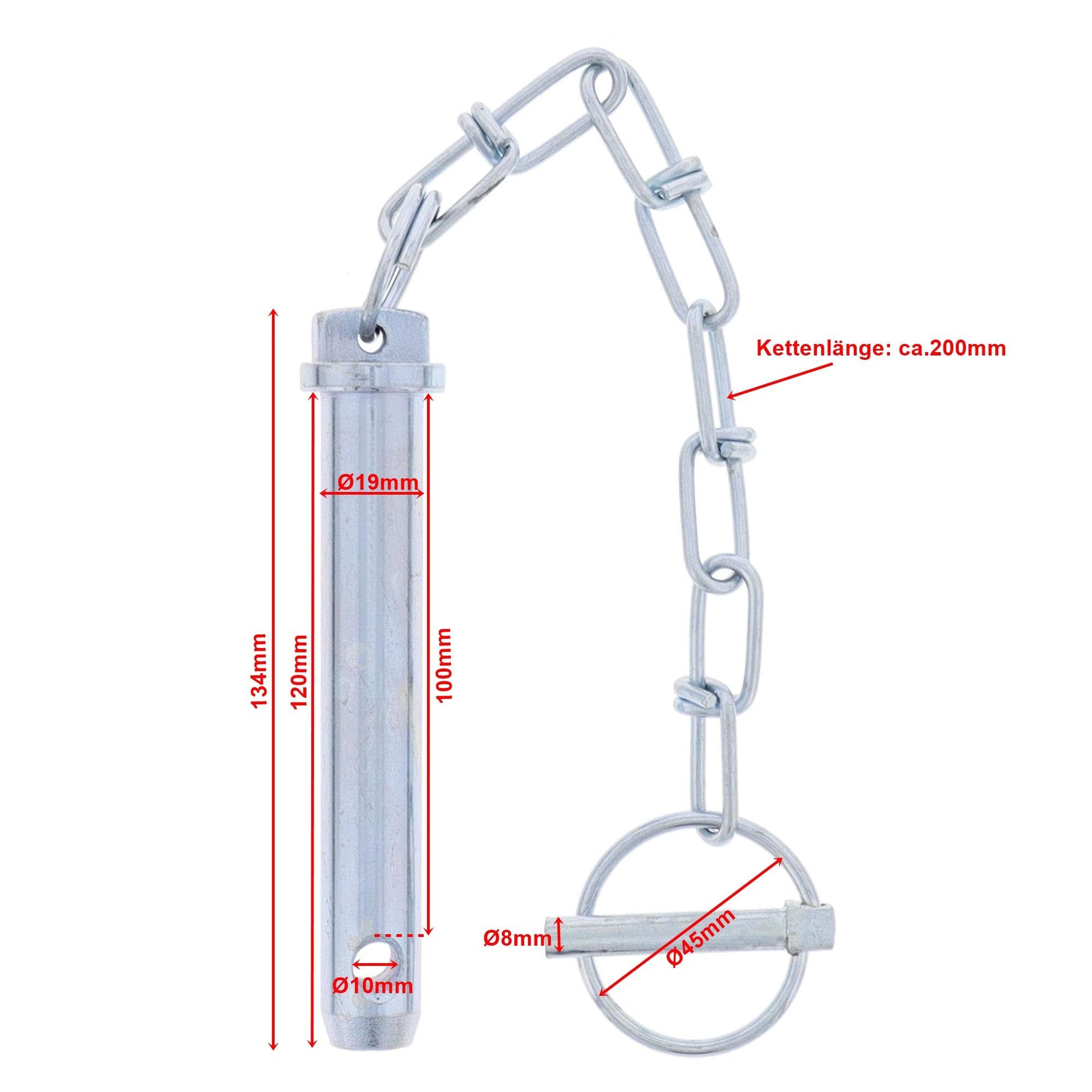 Oberlenkerbolzen mit Kette Kat.1 Ø19mm L. 134mm - TMN - shop.de