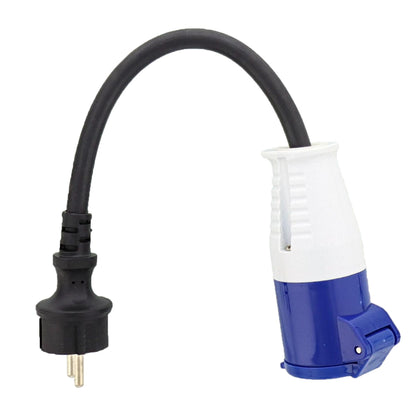 Adapterkabel CEE-Kupplung auf Schuko-Stecker 0,35m 3x2,5mm² H07RNG 230V IP44