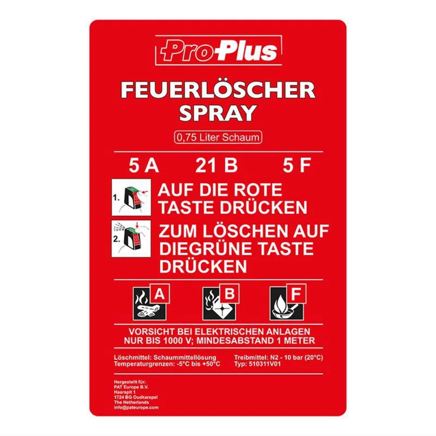 Foam fire extinguisher 750ml ABF Schaum DE